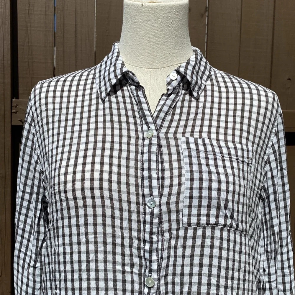 Rails Josephine Black Gingham Button Down Blouse … - image 4